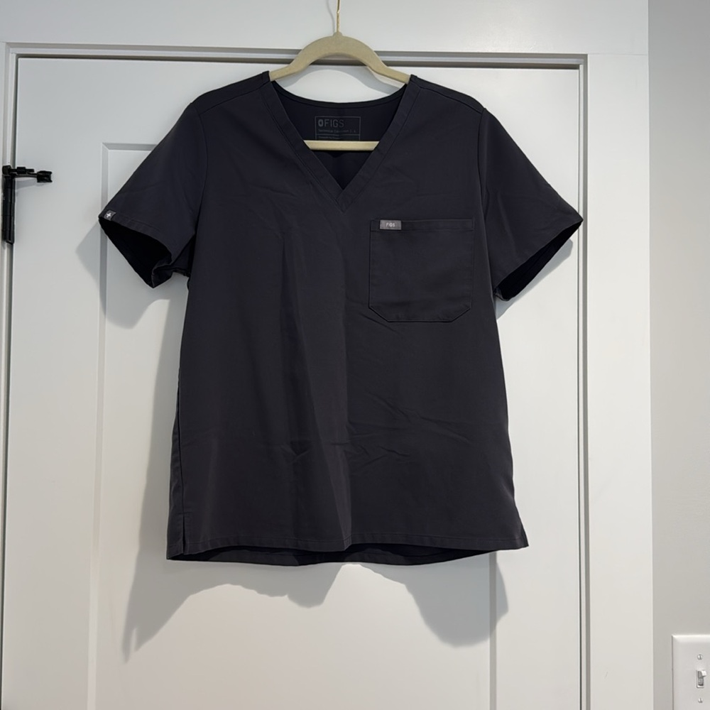 Figs Charcoal V-Neck Scrub Top